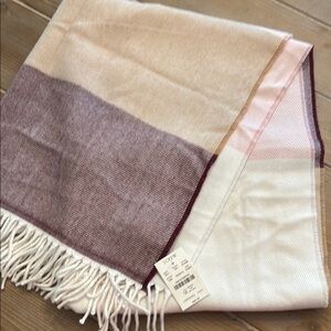 J. Crew Color-block Burgundy, Cream, Pink Striped Scarf